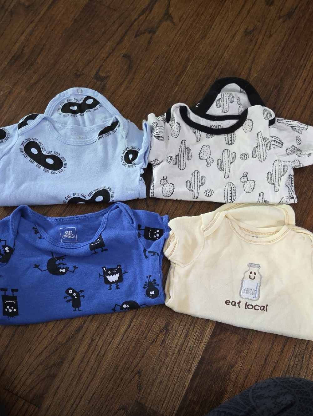 Rosie Pope Baby Onesie Set in Light Blue, Blue, Cream, White